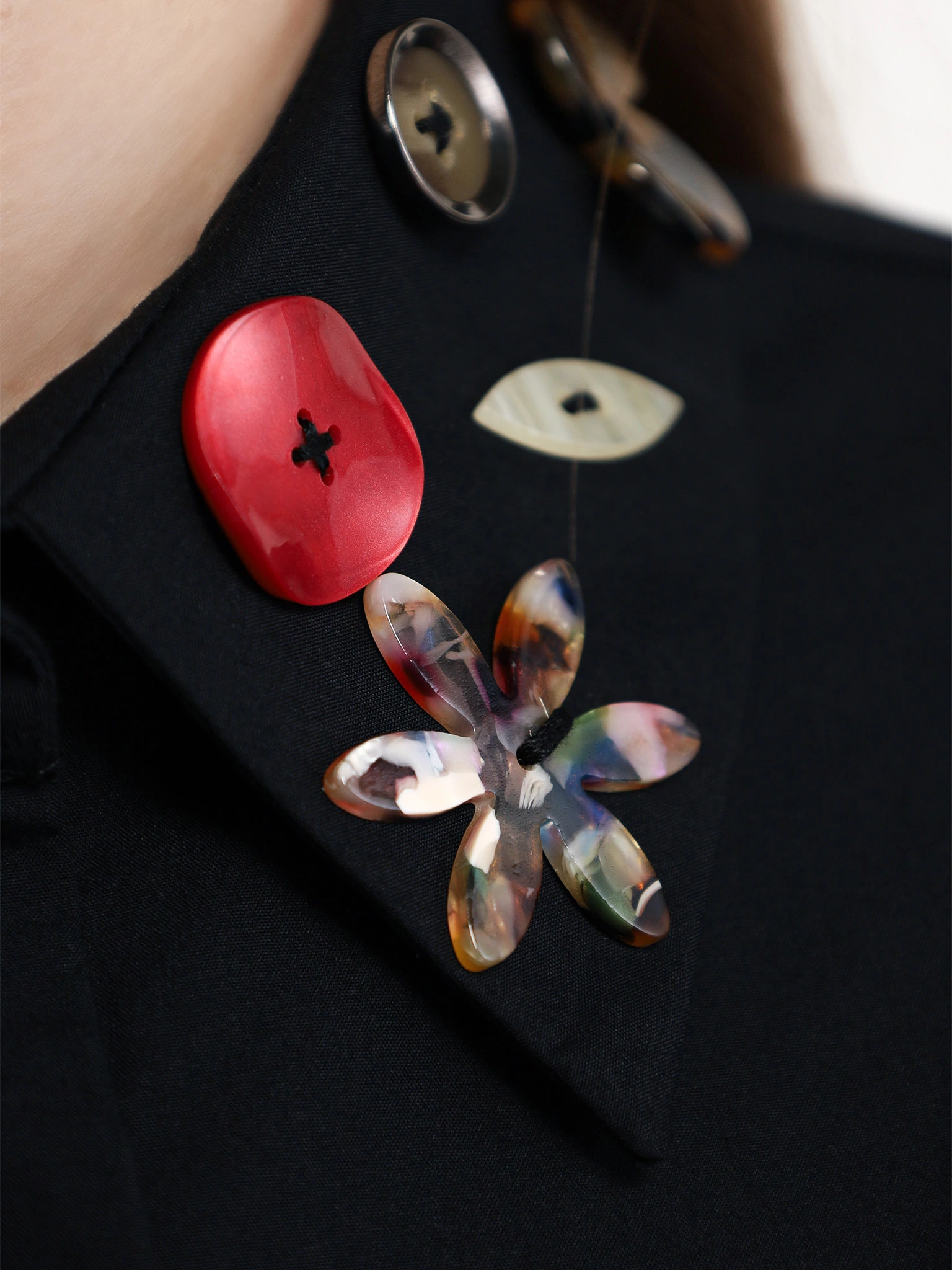 Блуза прямого кроя из смесового хлопка